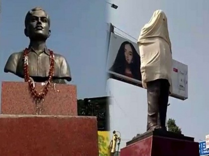 Congress leader Arjun Singh's statue replaced by half-statue of Chandrashekhar Azad in Bhopal, controversy, BJP objected | भोपाल में चंद्रशेखर आजाद की अर्ध-प्रतिमा की जगह लगी कांग्रेस नेता अर्जुन सिंह की प्रतिमा, विवाद, भाजपा ने आपत्ति जताई
