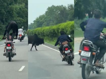 viral video uttar pradesh sitapur bike stunt 2 year old child | Viral Video: खौल उठा खून... मासूम संग बाइक पर जानलेवा स्टंट, देखें वीडियो