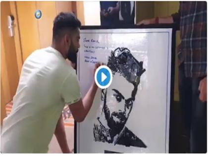 Die-hard Virat Kohli fan makes Indian captain's portrait using old mobile phones and wires | IND vs SL: फैन ने पुराने मोबाइल से बनाया कोहली का पोट्रेट, देखें कैसा रहा कप्तान का रिएक्शन