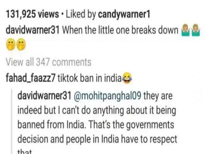 वॉर्नर ने फैन को ऐसा जवाब दिया।