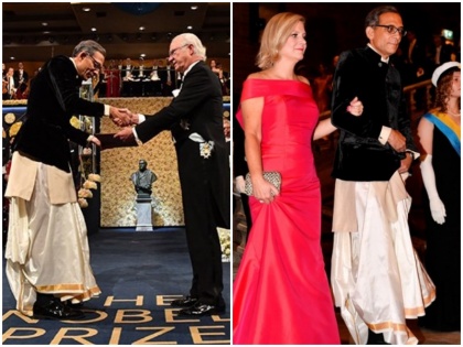 Abhijit Banerjee first to wear dhoti-kurta at taking Nobel prize picture goes viral | धोती-कुर्ता पहन अभिजीत बनर्जी के नोबेल प्राइज लेते तस्वीर इंटरनेट पर छाई, लोगों ने कहा- भारत को गर्व है