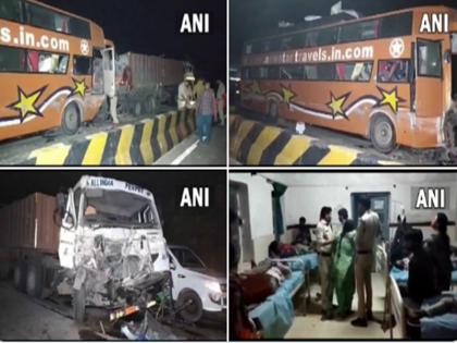 Madhya Pradesh 14 killed 40 injured in bus collision in Rewa all residents of UP | मध्य प्रदेश: रीवा में ट्रक से बस की टक्कर में यूपी के 15 लोगों की मौत, 40 घायल, शिवराज चौहान को योगी आदित्यनाथ ने किया फोन