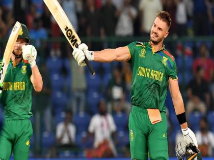 SA vs SL, World Cup 2023 Aiden Markram hits fastest ODI World Cup hundred in 49 balls against Sri Lanka | SA vs SL World Cup: 14 चौके, 3 छक्कों के साथ एडन मार्करम ने 49 गेंदों में ठोका विश्वकप का सबसे तेज शतक