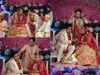akash ambani shloka mehta wedding mukesh nita isha ambani photos pics videos images live | Akash-Shloka Wedding: एक-दूजे के हुए आकाश-श्लोका, दुनिया भर के दिग्गज शादी में हुए शरीक
