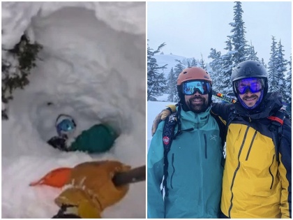 American Skier Francis Zuber rescued Ian Steger trapped in thick sheet of snow Mt. Baker wahsington internets call hero | अमेरिका: मोटी बर्फ की चादर में फंसे शख्स को स्कीयर ने निकाला सुरक्षित, जिंदगी बचाने वाले को इंटरनेट यूजर्स ने बताया 'हीरो', देखें वीडियो