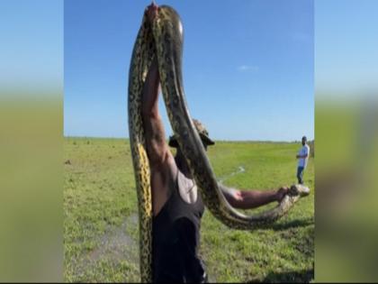 Viral Video: Man caught huge anaconda with bare hands without fear, viral video created a stir on the internet | Viral Video: आदमी ने बिना डरे नंगे हाथों से पकड़ा विशाल एनाकोंडा, इंटरनेट में वायरल वीडियो ने मचाया तहलका
