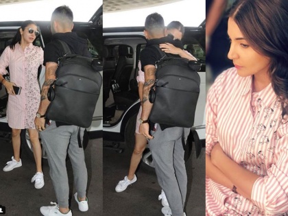 Anushka Sharma gives goodbye hug to Virat Kohli at Mumbai Airport | Video: विराट को एयरपोर्ट पर छोड़ने आईं अनुष्का शर्मा, गले लगाकर किया विदा