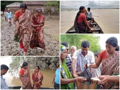 Assam IAS officer keerthi Jalli seen walking in mud in flood-affected district Photos went viral on social media | असमः बाढ़ प्रभावित जिले में कीचड़ में चलती दिखीं आईएएस अधिकारी; सोशल मीडिया पर तस्वीरें हुईं वायरल