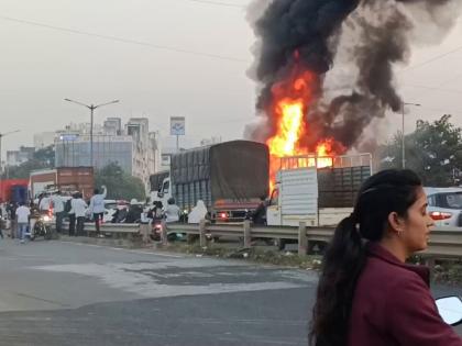 watch 6 people killed container truck lost control multiple vehicles Navale Bridge Pune-Bengaluru Highway, 2–3 heavy vehicles caught fire Maharashtra | कंटेनर ट्रक ने 6 वाहनों को मारी टक्कर, 3 वाहन में लगी आग, 6 लोग जिंदा जले, वीडियो