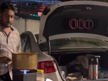 Man sells tea on his car worth 45 lakhs, Mumbai's 'Audi Chaiwala' going viral on social media | 45 लाख के अपने कार पर शख्स बेचता है चाय! मुंबई का 'ऑडी चायवाला' हो रहा सोशल मीडिया पर वायरल