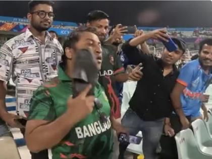 CWC 2023 Frustrated Bangladesh Fan Beats Himself Up With Shoe After Disappointing Loss To Netherlands | CWC 2023: नीदरलैंड्स से निराशाजनक हार के बाद हताश बांग्लादेशी प्रशंसक ने खुद को जूते से पीटा, वीडियो हुआ वायरल