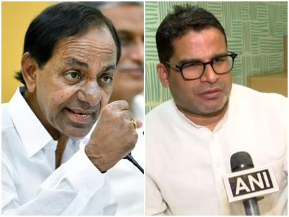 Pictures of Prashant Kishor with Telangana CM Chandrashekhar Rao in up streets poster depicts TRS leader the leader of the country | यूपी की गलियों में लगे तेलंगाना सीएम चंद्रशेखर राव के साथ प्रशांत किशोर की तस्वीरें, पोस्टर में टीआरएस नेता को बताया गया “देश का नेता”