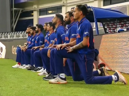 T20 World Cup black live matters movement indians players take knee India vs Pakistan | T20 World Cup: घुटने के बल बैठे भारतीय क्रिकेटर, जानिए क्या है कारण, सोशल मीडिया पर तारीफ