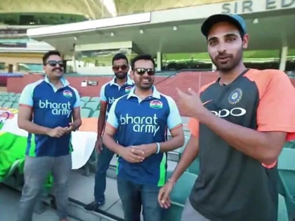 Ind vs Aus, 1st Test: Bharat Army Fans group sings a song for Bhuvneshwar Kumar at Adelaide | Ind vs Aus: टीम इंडिया के खास फैंस ने भुवनेश्वर कुमार के लिए बनाया गाना, देखें वीडियो