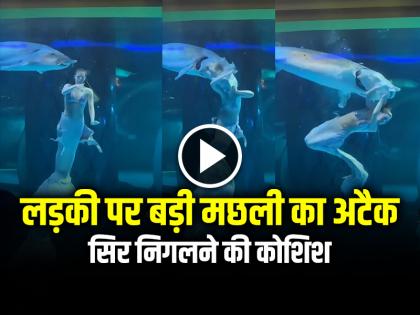 Big Fish Attacks the Girl Dressed as a mermaid Tries to Swallow her Head Video Goes Viral | VIDEO: जलपरी बनी लड़की पर बड़ी मछली का अटैक, सिर निगलने की कोशिश, बेहद डरावना वीडियो