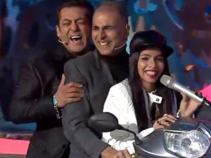 salman khan akhsay kumar-dance with dhinck puja | ढिंचक पूजा के साथ अक्षय-सलमान ने की साइकिल पर सवारी, देखें Video