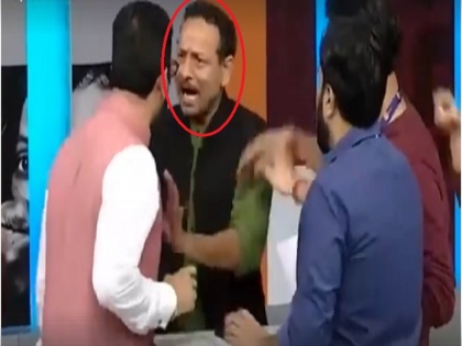 SP leader Anurag Bhadoria and bjp Gaurav Bhatia fight on live tv show, video viral | लाइव टीवी शो के दौरान सपा और बीजेपी प्रवक्ता के मारपीट का वीडियो आया सामने, देखें, कैसे एंकर भी हो गया था हैरान
