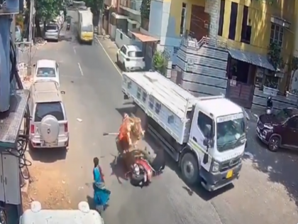 Viral video Bull Pounces On Scooter In Bengaluru Rider Narrowly Escapes Death | Viral video: सड़क पर सांड ने किया हमला, ट्रक के नीचे आने से बाल-बाल बचा स्कूटी सवार, सीसीटीवी में कैद हुआ वीडियो, देखिए
