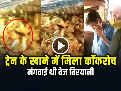 Cockroach Found in Food Order Veg Biryani in Train | VIDEO: ट्रेन के खाने में मिला कॉकरोच, मंगवाई थी वेज बिरयानी, देखें वायरल वीडियो