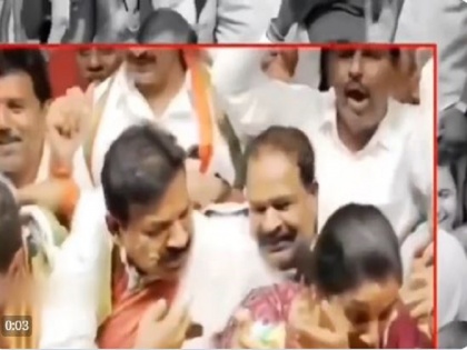 On Camera: Video of Telangana Congress MLA Kavvampalli Satyanarayana's abusive behavior with a woman goes viral | On Camera: तेलंगाना कांग्रेस विधायक कव्वमपल्ली सत्यनारायण का महिला के साथ अपमानजनक हरकत का वीडियो वायरल