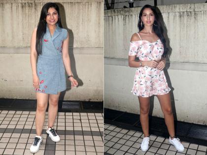 बेहद हॉट अंदाज में टी-सीरीज के ऑफिस के बाहर स्पॉट हुईं नोरा फतेही और तुलसी कुमार, देखें दिलकश तस्वीरें