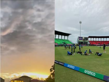 IND vs ENG T20 World Cup 2024: Sun came out from the cloudy sky before the match, rain finally stopped, pictures surfaced | IND vs ENG T20 World Cup 2024: मुकाबले से पहले बादलों से घिरे आसमान के बीच से सूरज निकला, बारिश आखिरकार रुकी, तस्वीरें सामने आईं