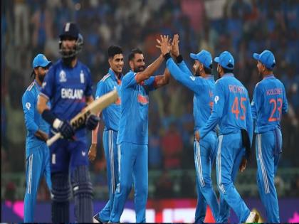 World Cup 2023: Fans sang Vande Mataram in the light show after India's victory over England, watch video | World Cup 2023: भारत की इंग्लैंड पर जीत के बाद हुए लाइट शो में प्रशंसकों ने गाया वंदे मातरम, Watch Video