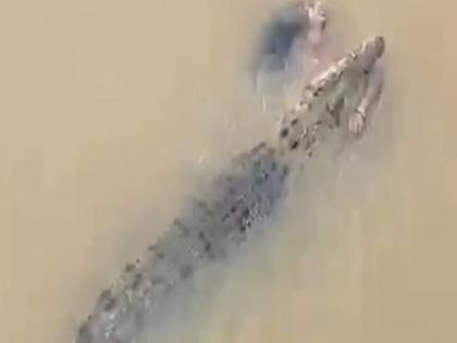 Crocodile drags woman into river in Odisha, locals watch in horror video | VIDEO: ओडिशा में मगरमच्छ ने महिला को नदी में खींचा, दहशत में चीखते और चिल्लाते रहे गए लोग Crocodile drags woman into river in Odisha, locals watch in horror video | VIDEO: ओडिशा में मगरमच्छ ने महिला को नदी में खींचा, दहशत में चीखते और चिल्लाते रहे गए लोग