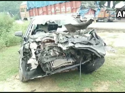 Bareilly: Uttarakhand Minister Arvind Pandey's son Ankur Pandey died after the car he was travelling in, collided with a truck on NH 24 near Faridpur at around 3 am today. | शिक्षा मंत्री अरविन्द पाण्डेय के पुत्र समेत दो की सड़क दुर्घटना में मौत, मुख्यमंत्री योगी ने व्यक्त किया शोक