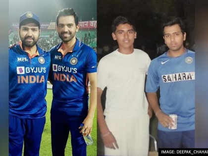 IND vs NZ Deepak Chahar rohit sharma 'Me and Rohit Bhaiya didn’t have...' takes trip down memory lane Team India captain | टीम इंडियाः तेज गेंदबाज ने 15 साल पुरानी भारतीय कप्तान के साथ शेयर की तस्वीर, हम दोनों की दाढ़ी नहीं... देखें 
