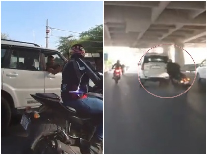 delhi speeding Scorpio hit bike rider after argument accident video viral police took cognizance | बाइक सवार से बहस के बाद तेज रफ्तार स्कॉर्पियों ने मारी उसे टक्कर, वीडियो हुआ वायरल, पुलिस ने लिया संज्ञान