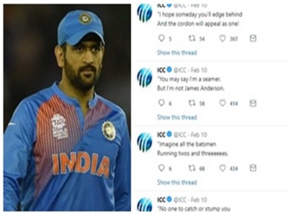 14 back to back tweets in just 16 minutes for ms dhoni by icc during india vs new zealand 3rd t20 match | धोनी का जबरा फैन हुआ ICC, महज 16 मिनट में कर दिए बैक-टू-बैक 14 ट्वीट्स