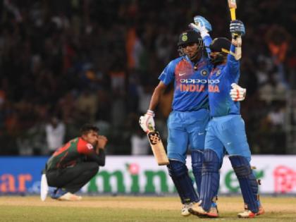 rohit sharma reveals why he did not see dinesh karthik last ball winning six | रोहित शर्मा नहीं देख सके थे 'नाराज' दिनेश कार्तिक का विजयी छक्का, बताई ये वजह