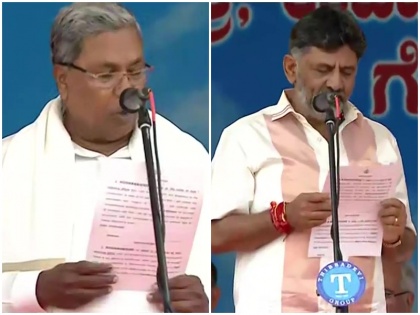 Siddaramaiah takes oath as Chief Minister of Karnataka DK Shivakumar becomes Deputy CM | सिद्धारमैया व डीके शिवकमार ने ली कर्नाटक के मुख्यमंत्री और उपमुख्यमंत्री पद की शपथ; परमेश्वर, पाटिल, प्रियांक समेत 8 नेता बने मंत्री