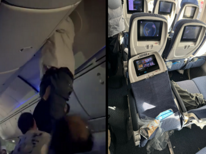 Viral Video Air Europa flight in turbulence Passenger stuck in luggage cabin | Viral Video: टर्बुलेंस में फंसा विमान, सामान रखने की केबिन फंस गया यात्री, बाल-बाल बची 325 यात्रियों की जान, देखें
