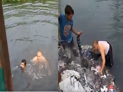 Viral Video young man drowning Former Commando of the Navy jumped Indirapuram Ghaziabad | Viral Video: नदी में डूब रहा था युवक, लोग बना रहे थे वीडियो, तभी नौसेना के पूर्व मरीन कमांडो ने लगा दी छलांग, मौत के मुंह से निकाल लाई जिंदगी