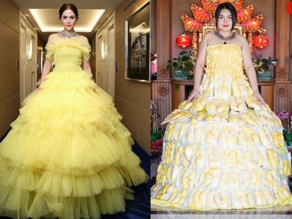 Thailand based artist designed celebrity like dress with the help of vegetables, chips and bread | सेलिब्रिटी जैसा दिखने की आड़ में बना डाली ड्रेस, इस्तेमाल की सब्जी और चिप्स