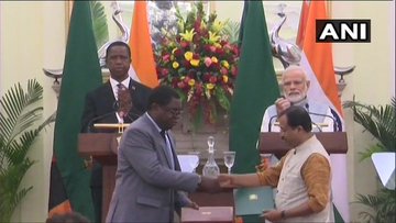 Delhi: Six Memoranda of Understanding (MoUs) exchanged between India and Zambia. | भारत-जाम्बिया में 6 एमओयू पर हस्ताक्षर, रक्षा क्षेत्र, भूगर्भ विज्ञान एवं खनिज संसाधन पर जोर