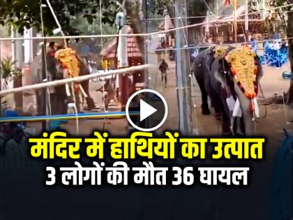 Elephant Attack Sparks Stampede At Kerala Temple 3 People Died | VIDEO: मंदिर में हाथियों का उत्पात, 3 लोगों की मौत 36 घायल, देखें वीडियो
