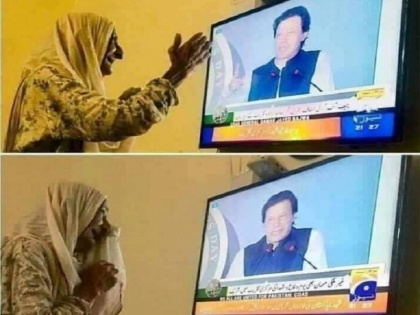 wing commander Abhinandan mother not crying front of pak pm imran khan viral fact | इमरान खान के आगे हाथ जोड़कर रोती महिला विंग कमांडर अभिनंदन की मां नहीं है, जानें वायरल तस्वीर की सच्चाई?