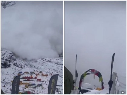 fresh avalanche seen in Manaslu Base Camp nepal tourists screams video viral | [Video] पहाड़ों पर हो रहे हिमस्खलन से नीचे खड़े लोग लगे चिल्लाने, अचानक सामने दिखी बर्फ की बड़ी चादर और फिर....