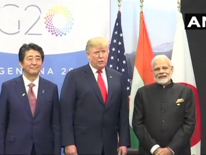 G20 Summit: PM Modi, US President Donald Trump and Japan PM Shinzo Abe meet on the sidelines | G-20 में डोनाल्ड ट्रंप, शिंजो आबे से मिले PM मोदी, कहा-जापान, अमेरिका और इंडिया का मतलब है जय