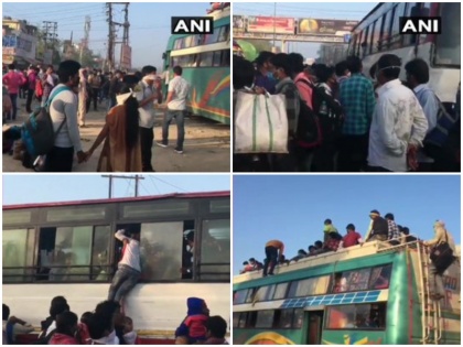 CoronavirusLockdown: migrant workers reach Lal Kua, walking from Delhi take buses, Modi government issued advisory to states | गाजियाबाद से बस स्टैंड पर पहुंचे हजारों यात्री, मोदी सरकार ने राज्यों को जारी की एडवाइजरी