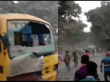 WATCH: ghazipur stone pelting police constable dies allegedly by Nishad Party worker viral video | PM मोदी की रैली के बाद पुलिसवालों पर पथराव का वीडियो हुआ वायरल, जानिए क्या है पूरा मामला