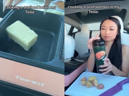 Now you can cook food in the car you just keep these things with you viral video | Viral Video: कार में बना सकते हैं इस तरह सी-फूड, बस इन चीजों को रखना होगा अपने साथ..