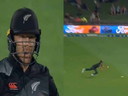 New Zealand vs Bangladesh Taskin Ahmed takes a catch with his left hand reaction of Guptill | NZ vs BAN: खिलाड़ी ने हवा में उड़कर एक हाथ से लपका गजब का कैच, हक्का-बक्का रह गया बल्लेबाज, वीडियो वायरल