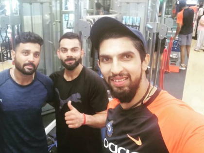 Ind vs Aus: Virat Kohli hit the Gym with Ishant Sharma and Murali Vijay after Rain hits 1st Day Of Warm-Up match | Ind vs Aus: बारिश के कारण नहीं हुआ अभ्यास मैच, विराट एंड कंपनी ने किया ये काम