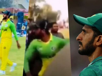 pak fast bowler Hasan Ali fight moment during local club match Reminded Inzamam-ul-Haq and Younis Khan Social media video viral, watch | Hasan Ali: दर्शक को मारने दौड़ पड़े पाक तेज गेंदबाज, इंजमाम और यूनिस की झगड़े की याद दिला दी, सोशल मीडिया वीडियो वायरल, देखें