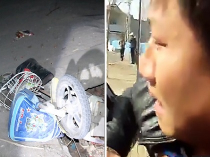 China drunk driver hit and run his wife and son and left both of them on the road | बाइक सवार मां-बेटे को टक्कर मारकर भागा आदमी, दूसरे दिन पता चला उसी के बीबी-बच्चे थे