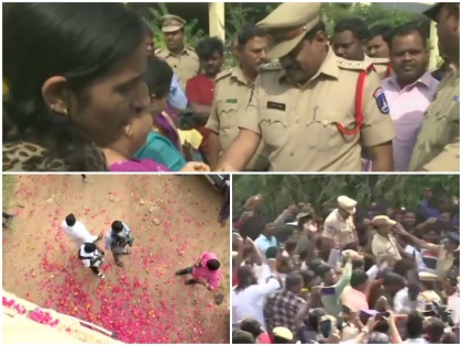 Hyderabad: People celebrate and cheer for police encounter many video goes viral | हैदराबाद: जहां दिशा से हुई थी हैवानियत, वहीं पर आरोपियों का शूट आउट, पुलिस के जय-जयकार में वायरल हुए कई वीडियो